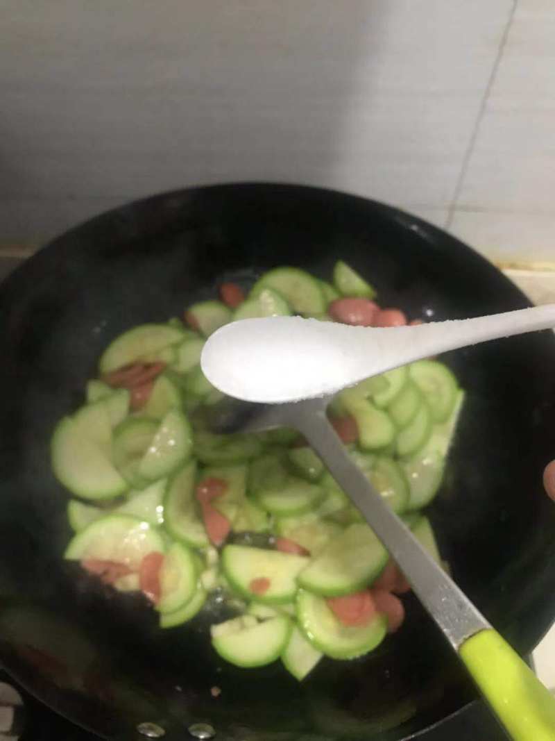 Zucchini and Hot Dog Stir-Fry Cooking Steps