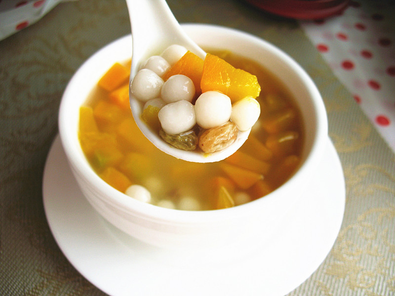 Pumpkin Glutinous Rice Ball Sweet Soup