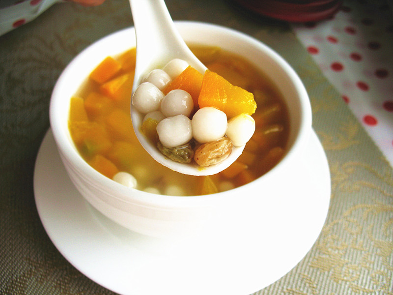 Pumpkin Glutinous Rice Ball Sweet Soup