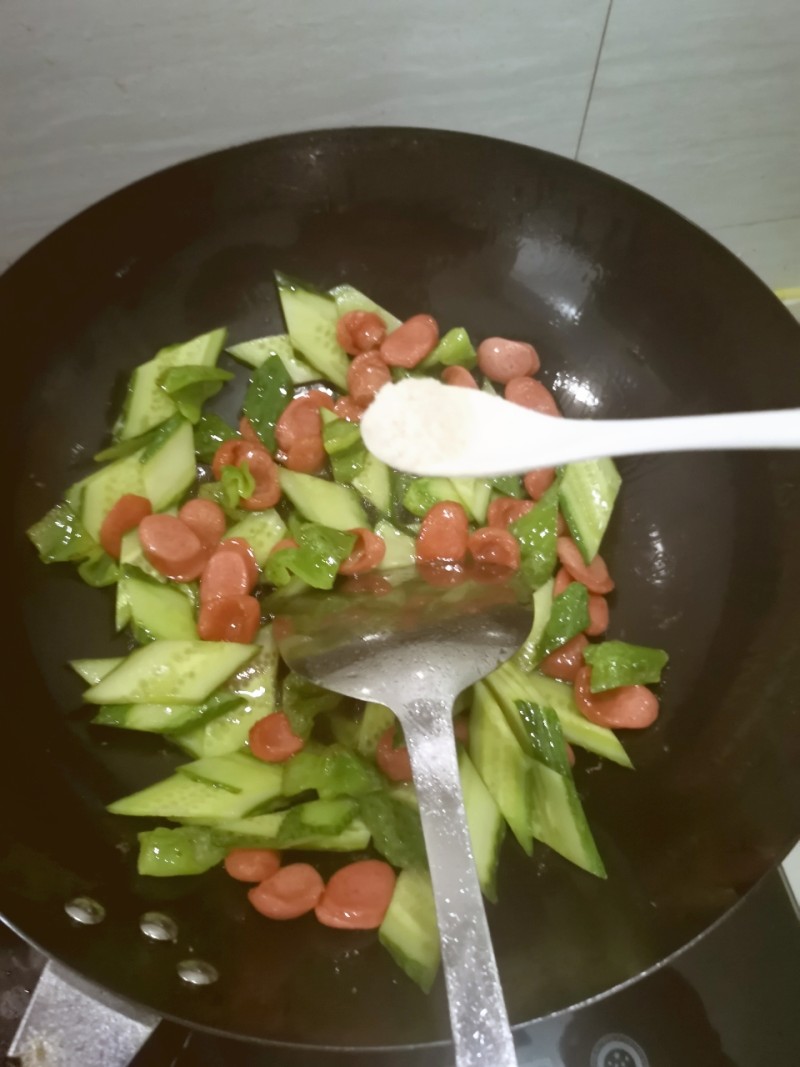 Steps to Cook Cucumber and Hot Dog Stir-Fry