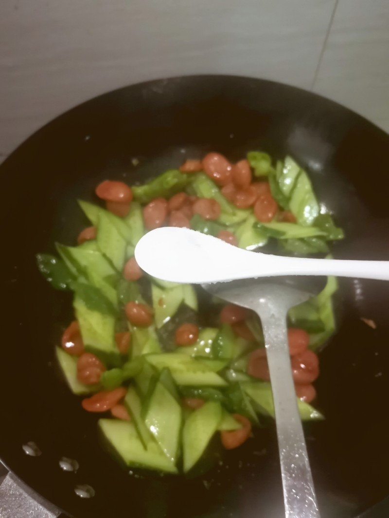 Steps to Cook Cucumber and Hot Dog Stir-Fry