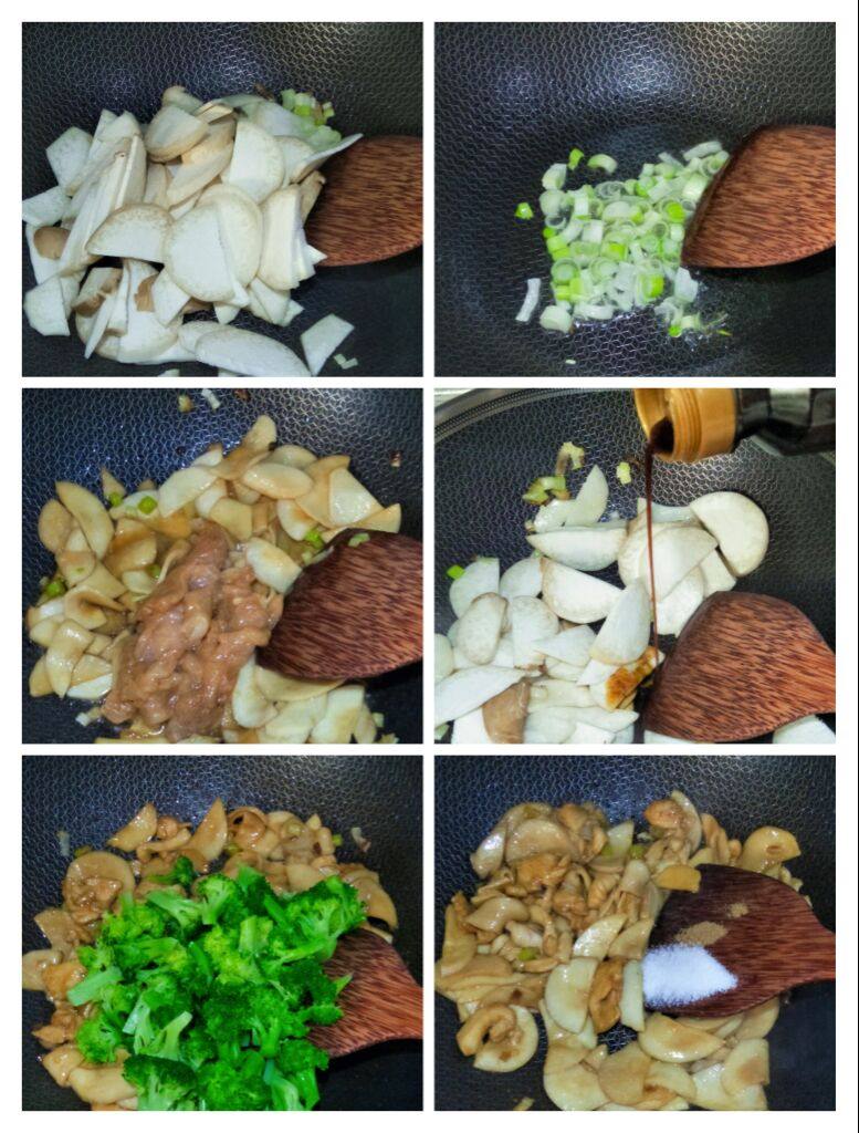 Steps for Stir-fried Broccoli with King Oyster Mushroom