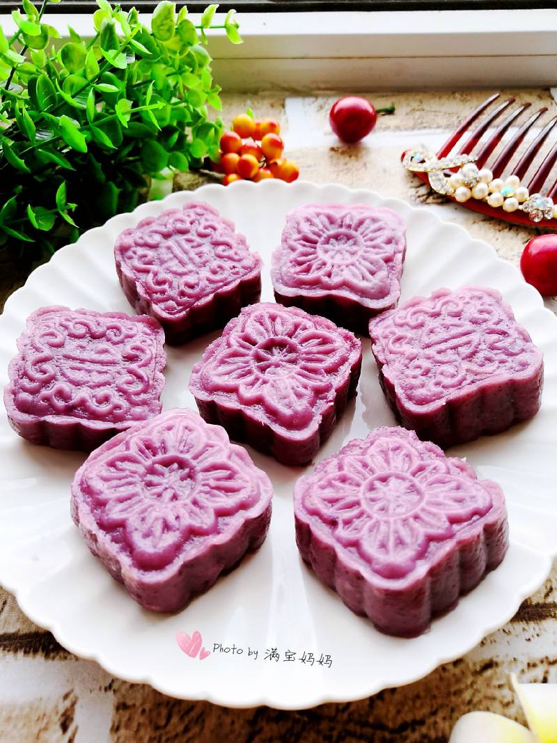 Steps for Making Purple Sweet Potato Red Bean Cake