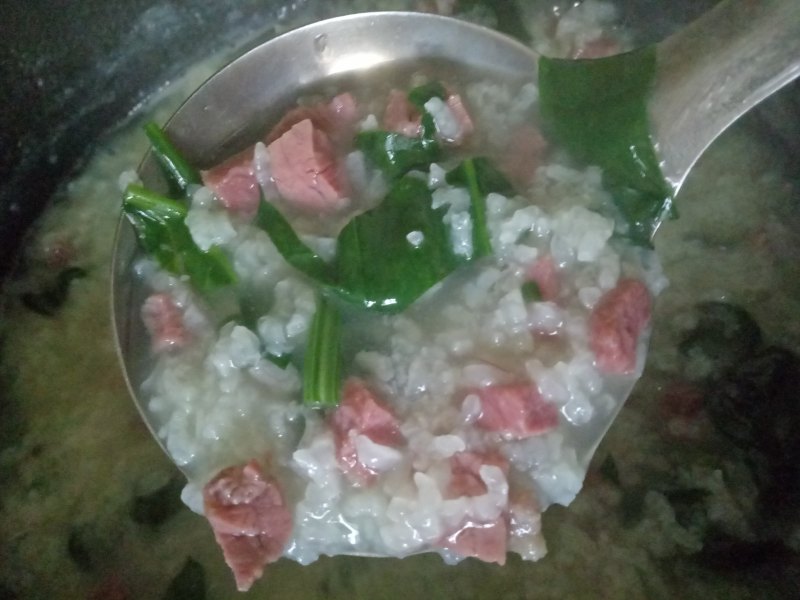 Spinach Beef Congee