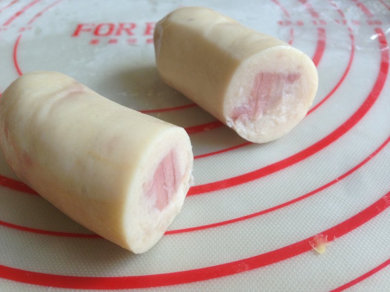 Steps for making Sausage Koi Fish Bun