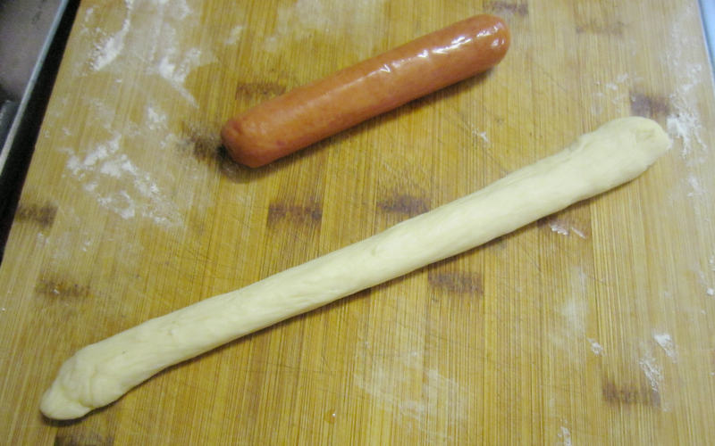 Corn Dog Roll Making Steps