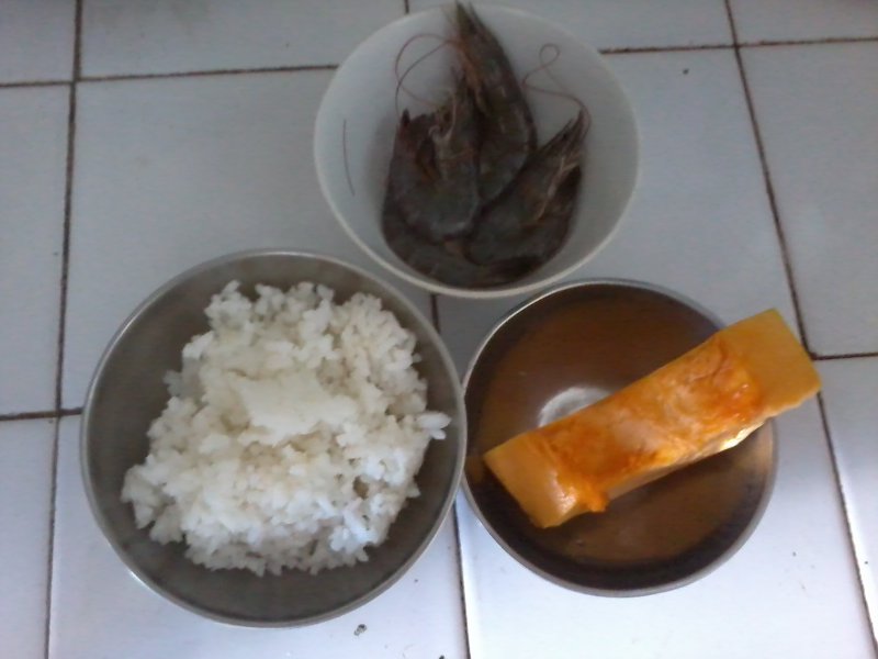 Steps for Making Pumpkin Shrimp Congee