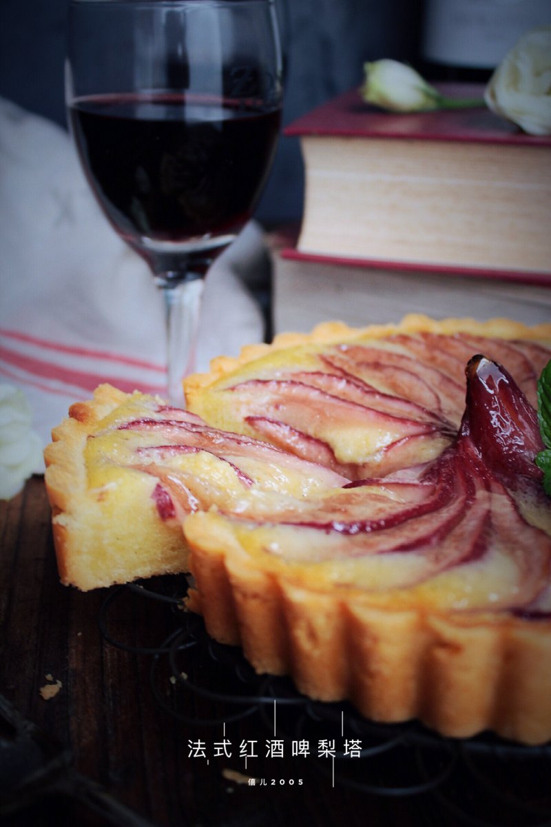 FLUFF French Red Wine Poached Pear Tart