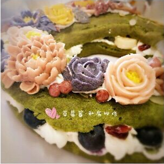 Steps for Making Matcha Flower Puff Cake