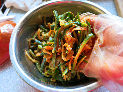 Crispy Pickled Vegetables - Spicy Radish Strips Making Steps