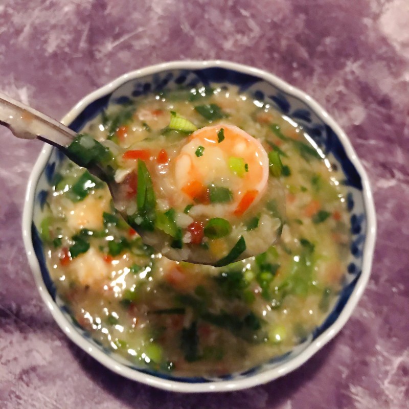 Steps for Making Shrimp and Vegetable Congee