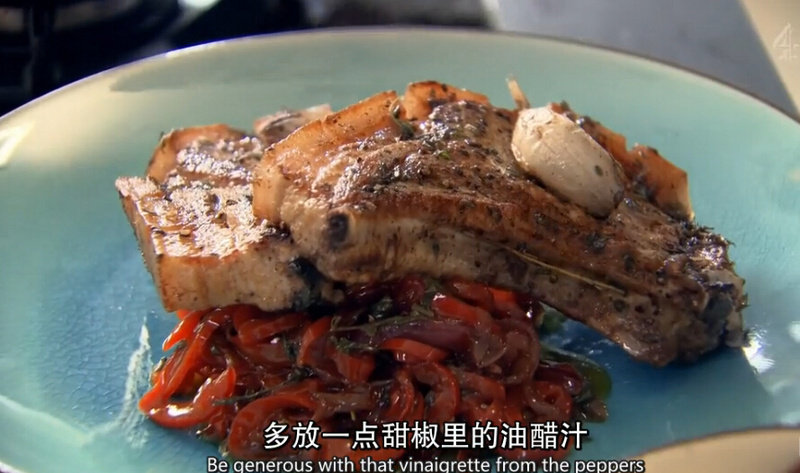 Pan-fried Pork Chop with Sweet and Sour Peppers - Gordon Cooking Steps