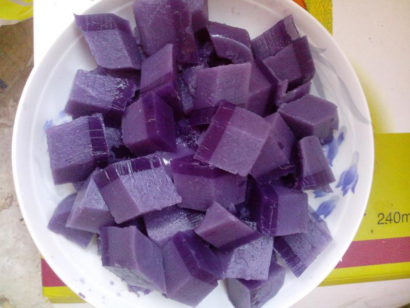 Steps for Making Purple Sweet Potato Sago Pudding