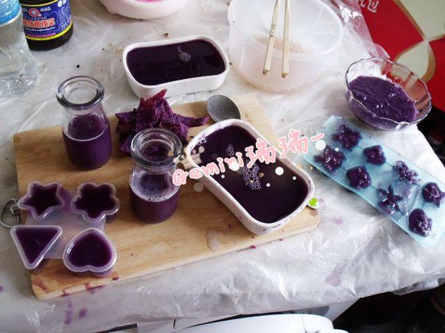 Steps for Making Purple Sweet Potato Sago Pudding