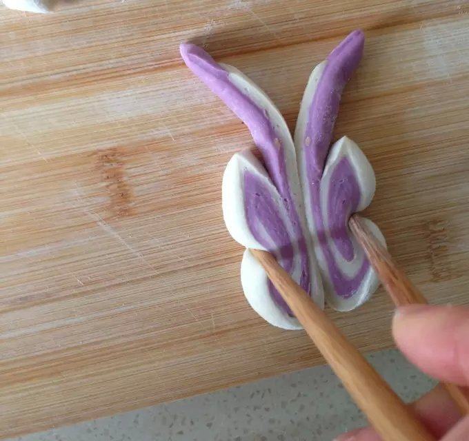 Steps for Making Purple Sweet Potato Butterfly Rolls