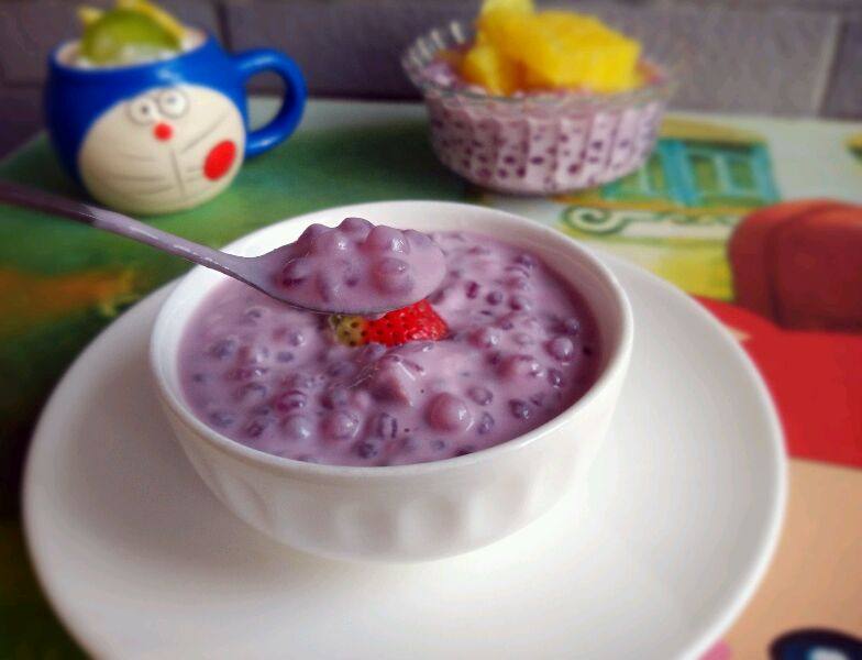 Steps for Making Purple Sweet Potato Coconut Tapioca Pudding