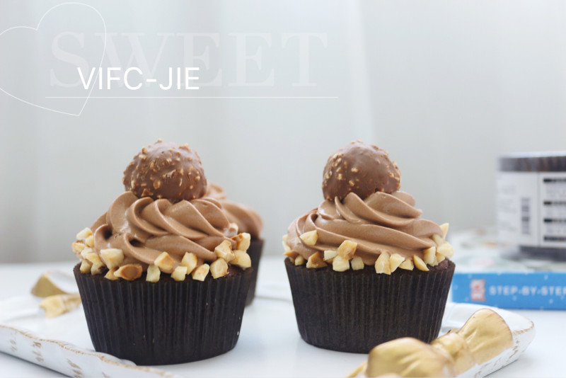 Step-by-Step Ferrero Rocher Chocolate Cupcake Making