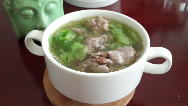 Sheep Meat and Baby Bok Choy Soup