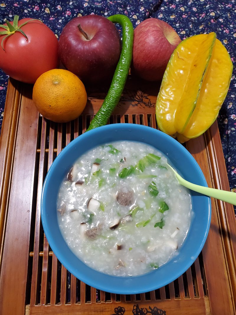 Steps for Making Mushroom Beef Lettuce Congee