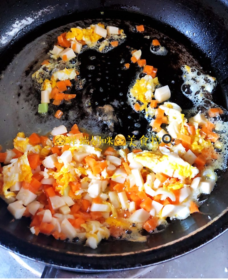 【Lucky Baby Table】Fish Sausage, Shrimp, and Preserved Egg Fried Rice Step-by-Step