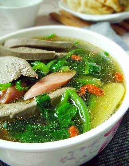 Spinach and Pork Liver Soup