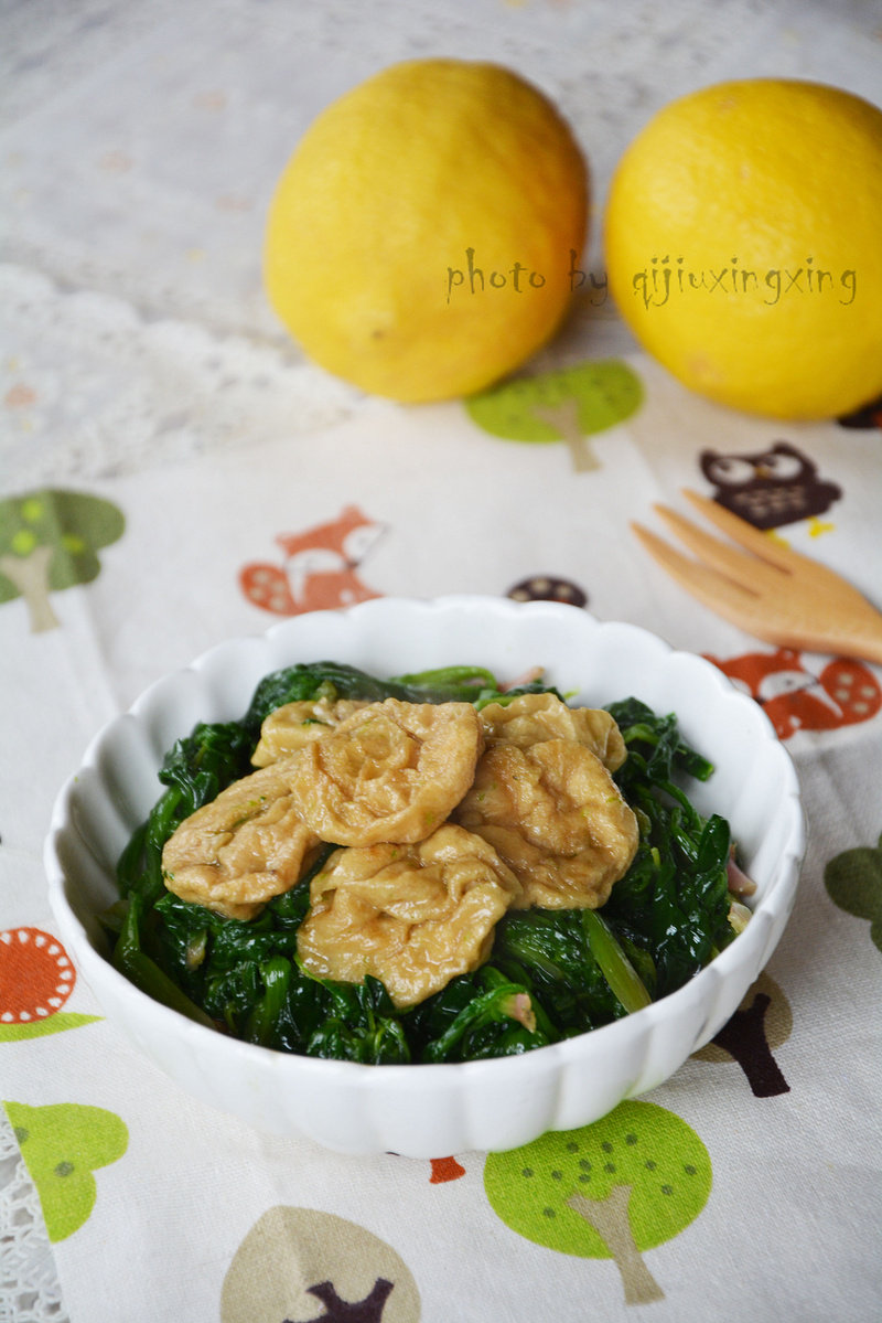 Stir-Fried Spinach with Gluten