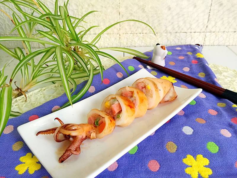 Steps for Grilled Squid Glutinous Rice Tube