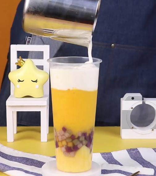 Milk Cap Tea | Taro Ball Cheese Mango Making Steps