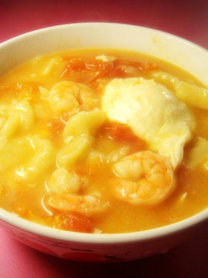 Winter Solstice Warm Breakfast - Tomato Shrimp Noodle Fish Soup