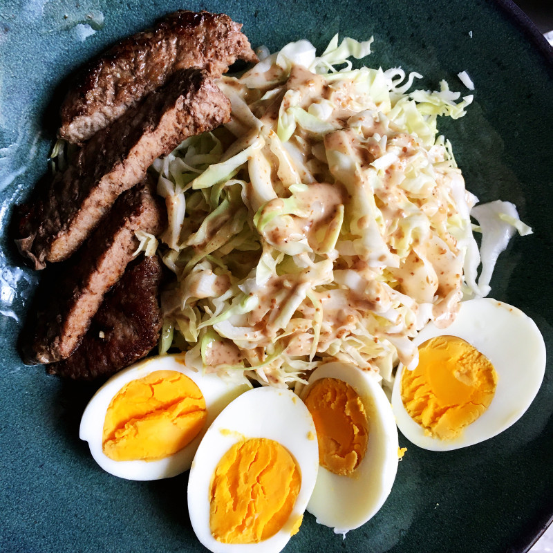 Steps for Making Beef Patty Cabbage Salad