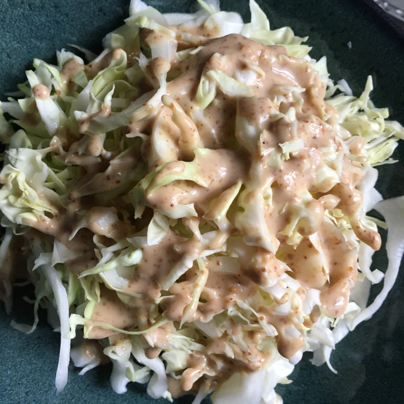 Steps for Making Beef Patty Cabbage Salad