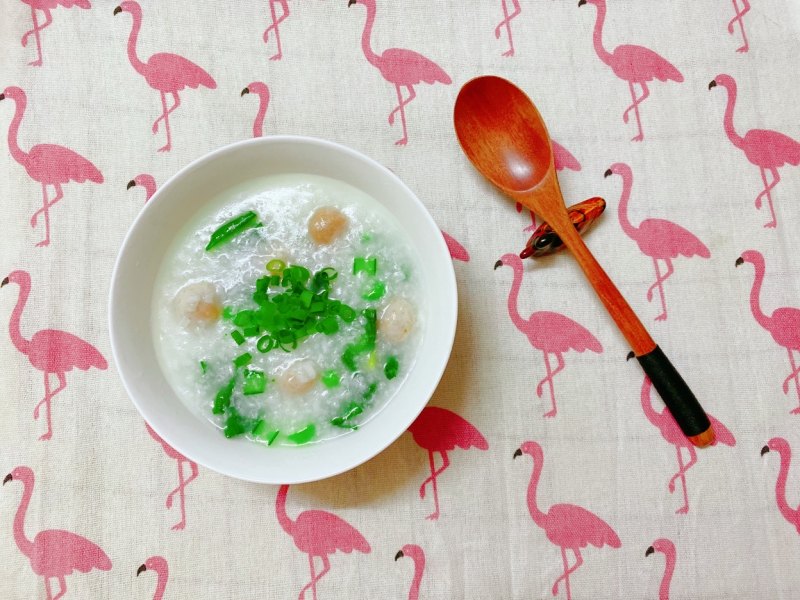 Vegetable and Meatball Congee + Shrimp and Spinach Congee~