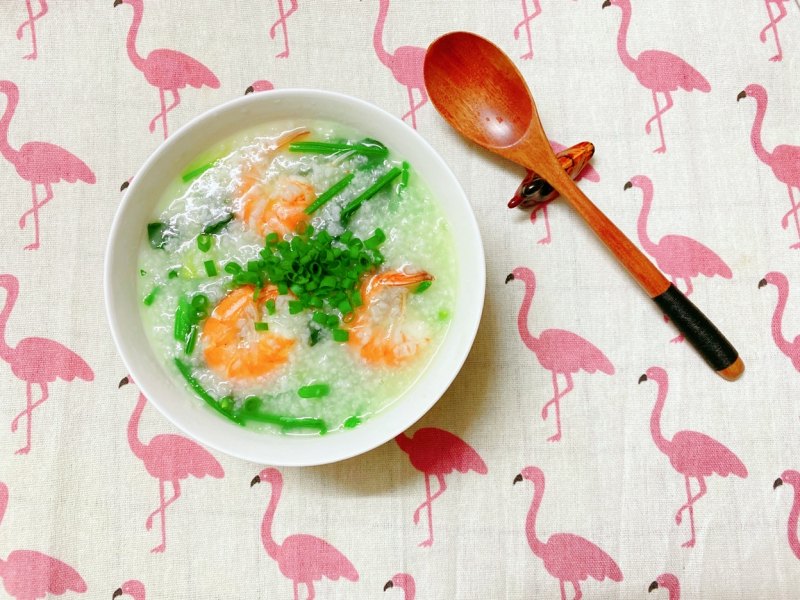 Vegetable and Meatball Congee + Shrimp and Spinach Congee~