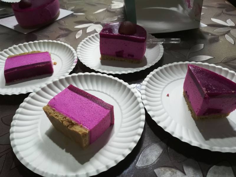 Dragon Fruit Mousse Cake Making Steps