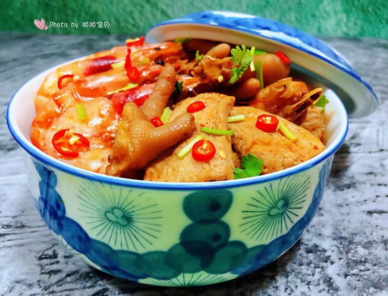 Mingxia Chicken Feet and Shrimp Hot Pot #Cooking a Feast with Leftover Ingredients# Cooking Steps