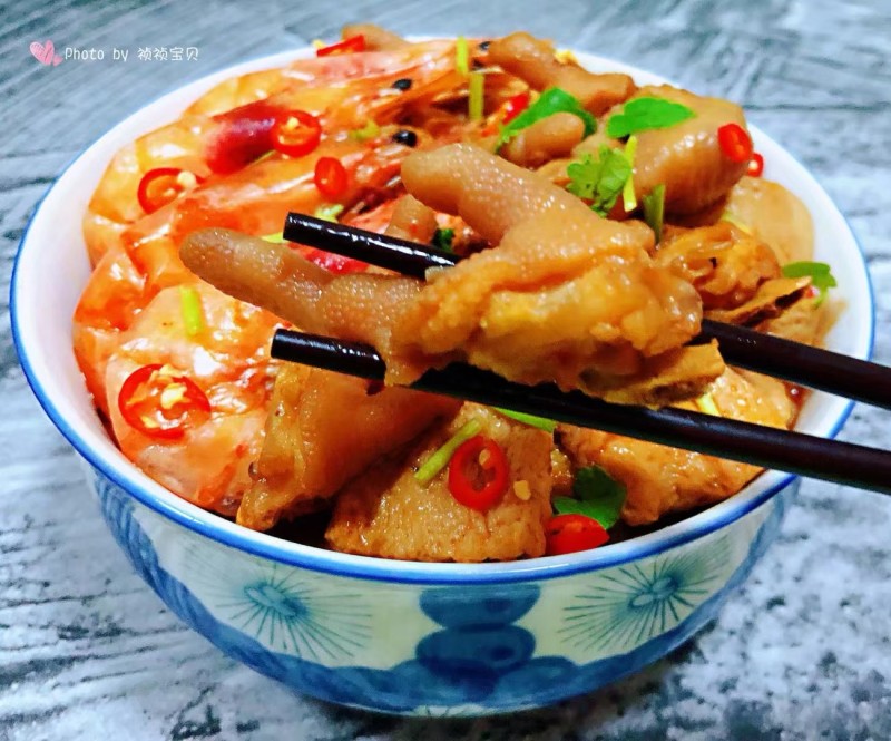 Mingxia Chicken Feet and Shrimp Hot Pot #Cooking a Feast with Leftover Ingredients# Cooking Steps