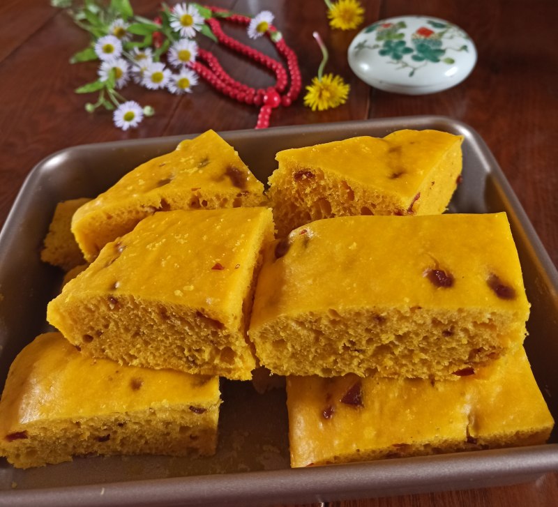 Steps for Making Pumpkin Cranberry Steamed Cake