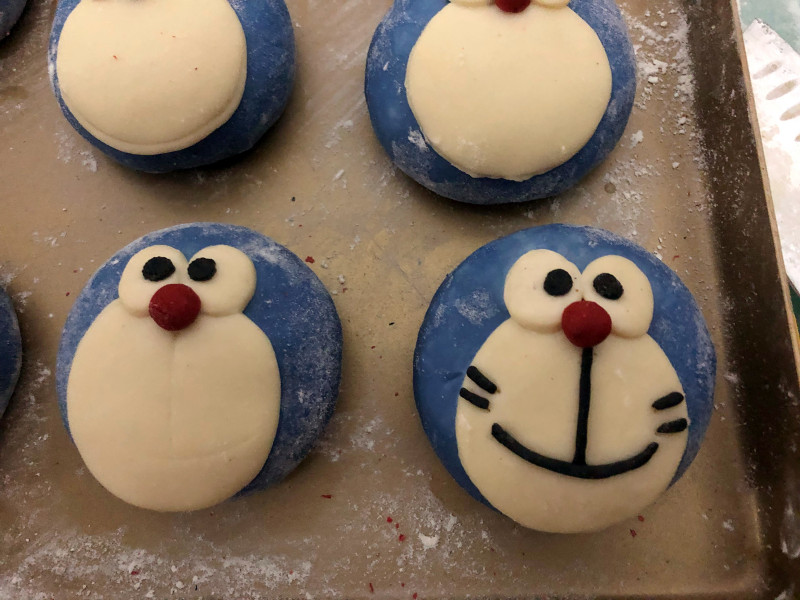 Doraemon Red Bean Mochi Bun Making Steps