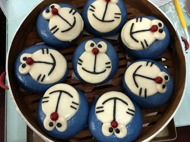 Doraemon Red Bean Mochi Bun Making Steps