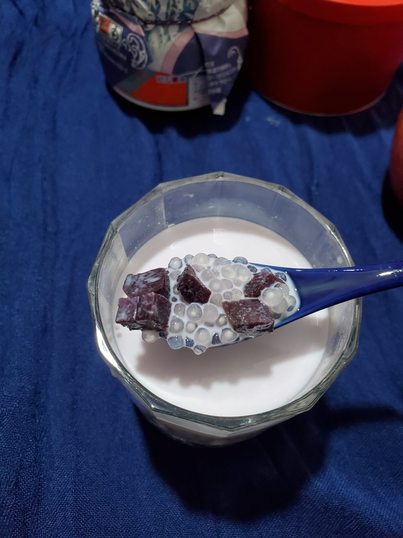 Steps for making Milk Purple Sweet Potato Tapioca Pudding