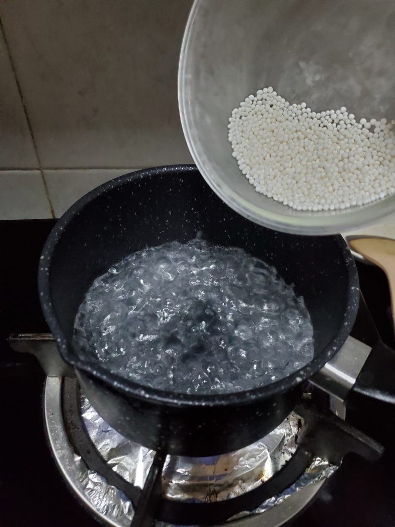 Steps for making Milk Purple Sweet Potato Tapioca Pudding