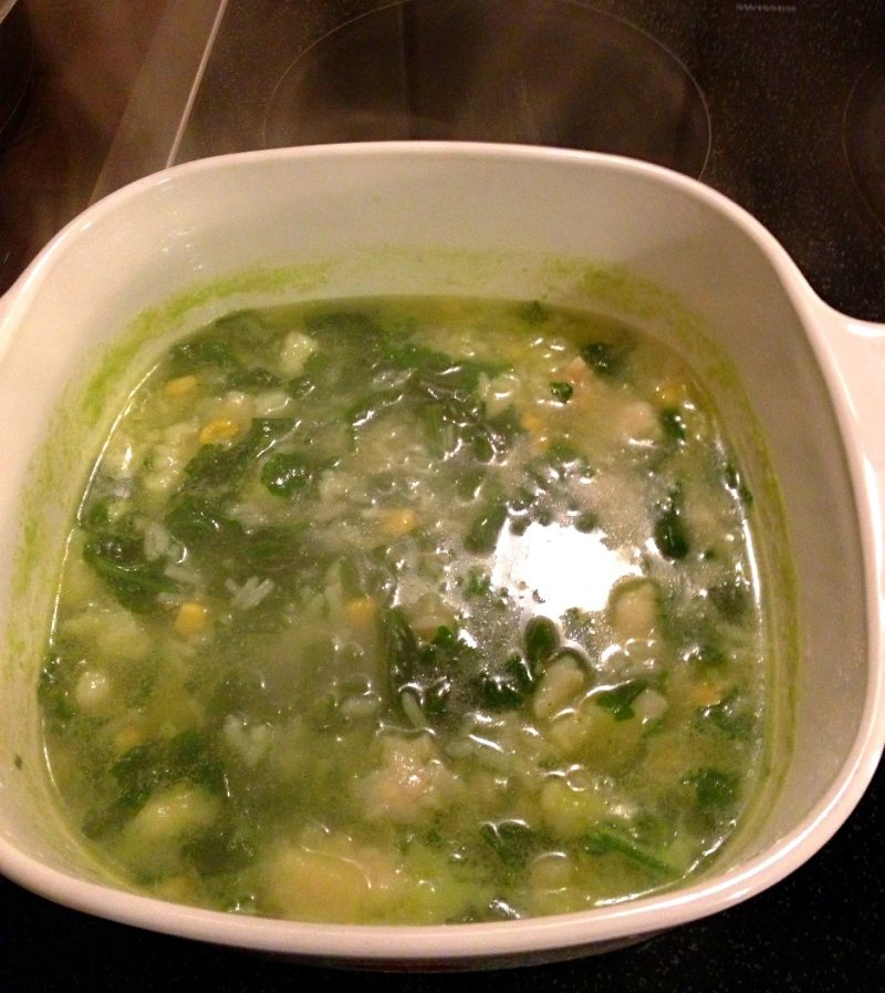 Cod and Spinach Porridge Cooking Steps