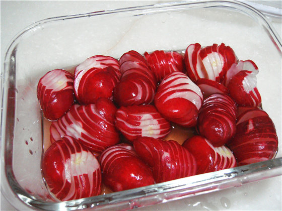 Steps for making Sweet and Sour Cherry Radish Salad