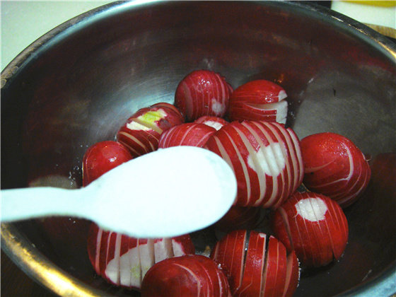 Steps for making Sweet and Sour Cherry Radish Salad