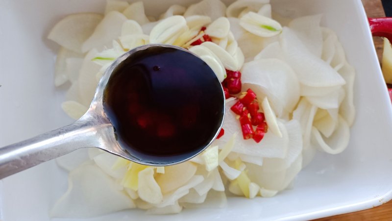 Sour and Spicy Appetizer - Pickled Radish with Pepper - Step by Step