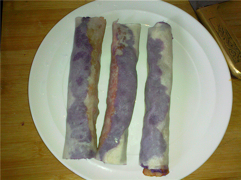 Bacon and Purple Sweet Potato Spring Rolls Cooking Steps