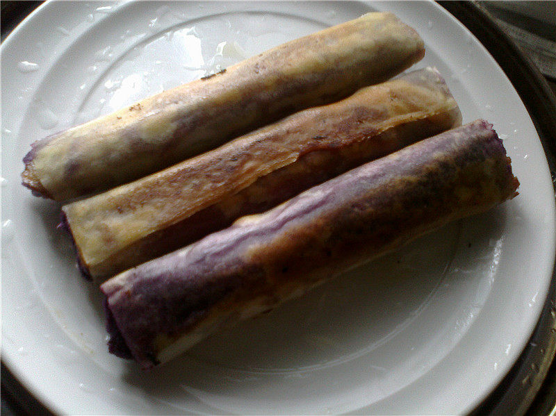 Bacon and Purple Sweet Potato Spring Rolls Cooking Steps