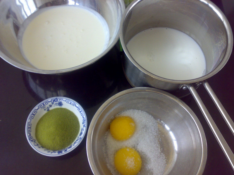Steps for making Green Tea Cream Ice Cream