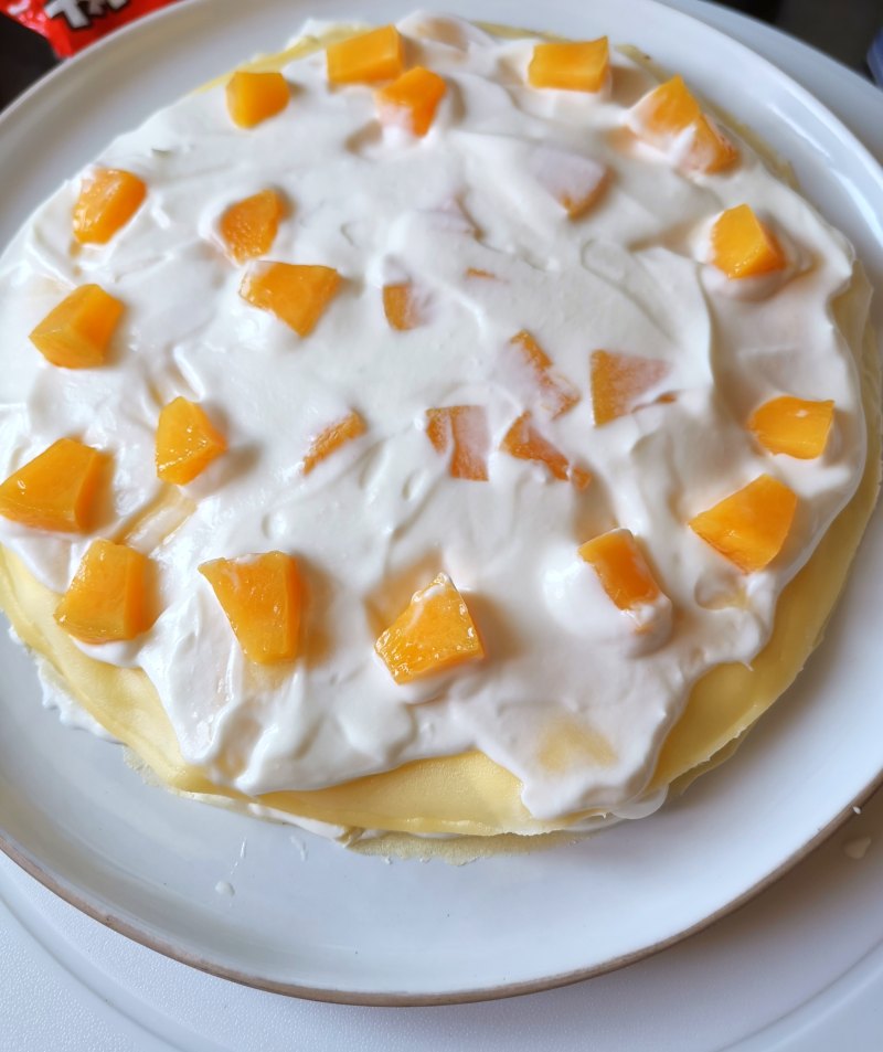 Steps to Make Peach Yogurt Mille Crepe Cake