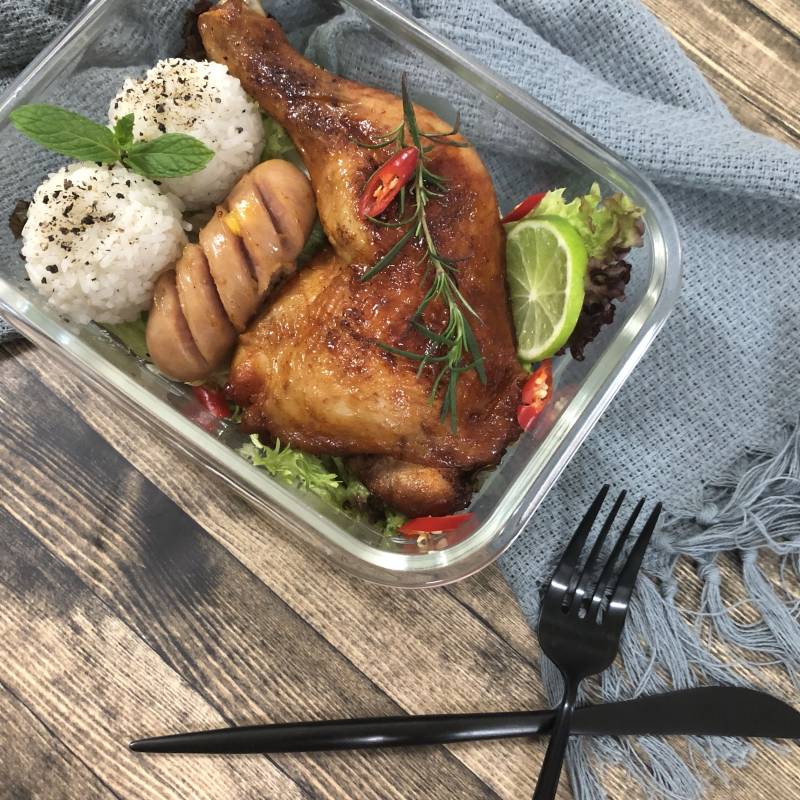 Honey Glazed Roasted Chicken Leg Bento